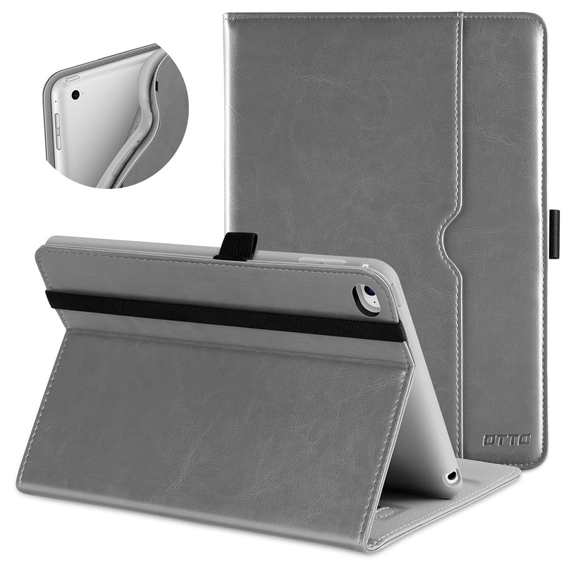 Ipad Mini 4 Case Premium Leather Folio Stand Cover Case With Multi Angle Viewing And Auto Wake Sleep Function Front Pocket For Apple Ipad Mini 4 Grey