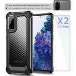 Galaxy S20 Case Supbec Slim Carbon Fiber Shockproof Protective Cover With Screen Protector X2 Military Grade Drop Protection Anti Scratch Fingerprint Samsung S20 Case 6 2 Black