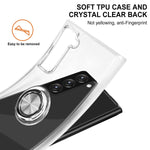 Compatible With Galaxy S22 Plus Ring Case Kickstand Holder Rotating Support Magnetic Car Holder Crystal Clear Soft Silicone Cover For Samsung Galaxy S22 Plus 6 6Inchclear