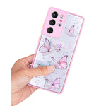 Mundulea Compatible With Samsung Galaxy S22 Ultra Case Butterfly Clear Bling Women Girl Cute Soft Tpu Fashion Cover For Samsung S22 Ultra Butterfly Pink
