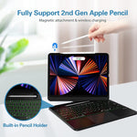 New Procase Touchpad Keyboard Case For Ipad Pro 12 9 5Th 4Th 3Rd Gen 2021 2020 2018 Released 360 Rotation 7 Color Backlit Teclado With Trackpad Pencil H