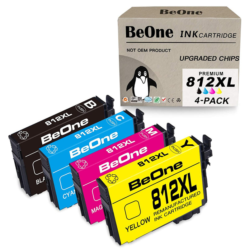 4 Pack 812Xl Ink Cartridge Replacement For Epson 812 Xl 812Xl T812 T812Xl 4 Pack To Use With Workforce Pro Wf 7820 Wf 7840 Ec C7000 Black Cyan Magenta Yellow