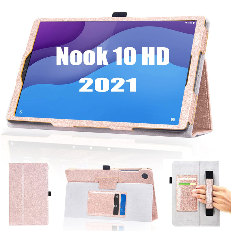 New Case For Nook 10 Hd Tablet Designed With Lenovo By Barnes Noble 2021 Release Folio Premium Pu Leather Auto Wake Sleep Cover With Hand Strap Card