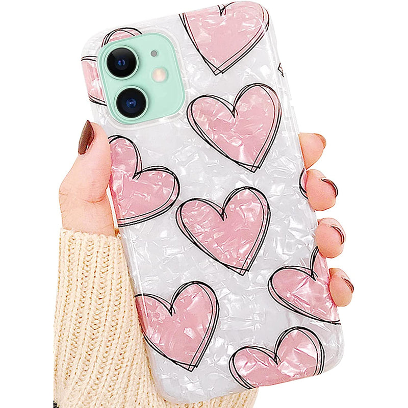 Iphone 11 Cute Heart Pattern Case For Valentines Day Gift