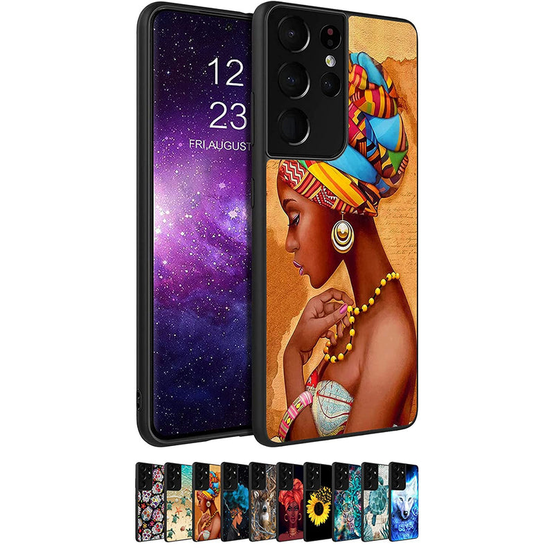 Case For Samsung Galaxy S21 Ultra Samsung Galaxy S30 Ultra 6 8 Inch 5G Scratch Resistant Ultra Thin Flexible Bumper Soft Rubber Silicone Cover African American Art Women Painting