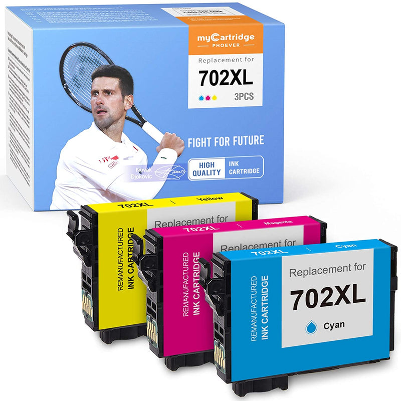 Ink Cartridge Replacement For Epson 702Xl T702Xl 702 For Workforce Pro Wf 3730 Wf 3720 Printer Cyan Magenta Yellow 3 Pack