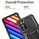 Fito For Samsung Galaxy A03S 5G Case Dual Layer Shockproof Heavy Duty Case With Glass Screen Protector For Samsung A03S 5G Phone Built In Kickstand Black
