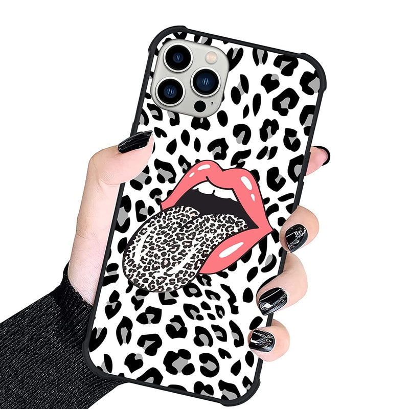 Kanghar Case Compatible With Iphone 13 Pro Max Leopard Design Tire Texture Non Slip Shockproof Rugged Tpu Protective Case For Iphone 13 Pro Max 6 7 Inch 2021 Leopard And Pink Lip Pattern