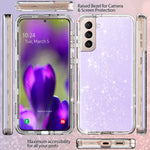 Coolwee Crystal Glitter Full Protective Case For Galaxy S22 Plus Heavy Duty Hybrid 3 In 1 Rugged Shockproof Women Girls Transparent For Samsung Galaxy S22 Plus 6 6 Inch Shiny Clear Bling Sparkle