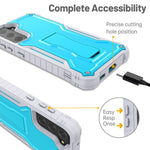 Fito For Samsung Galaxy S21 Fe Case Dual Layer Shockproof Heavy Duty Case For Samsung S21 Fe 5G Phone With Screen Protector Built In Kickstand Blue
