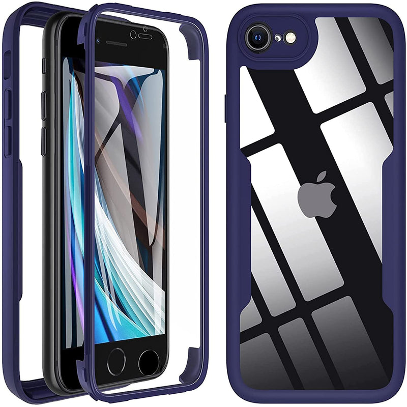 Case For Iphone Se 2022 Se 3Rd Generation Iphone Se 2020 Case Iphone 8 7 Case Built In Screen Protector 360 Full Body Shockproof Heavy Duty Protection Case For Iphone 7 8 Se3 Se 2020 Blue