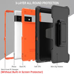 Kewek Compatible With Google Pixel 6 Pro Case Heavy Duty Rugged Defender Case With Belt Clip Holster Shockproof Full Body Protection Kickstand Cover For Google Pixel 6 Pro Orange