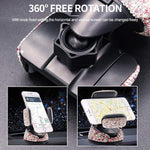 Bling Rhinestone Car Phone Holder Windshield Dashboard Mount 360 Adjustable Phone Holder Gps Holder Fit For Iphone 5 6S 7 8S 9 10 Se Xs Xr S20 Silver Pink Mix