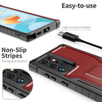 Exoguard For Samsung Galaxy S22 Ultra Case Rubber Shockproof Heavy Duty Case Built In Kickstand Red