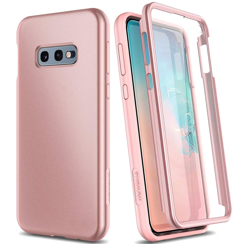 Case For Samsung Galaxy S10E Built In Screen Protectorsupport Wireless Charging Rugged Back Cover Hybrid Bumper 360 Protective Case Matte Shockproof For S10E Case 5 8Rose Gold