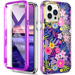 Hocase Compatible With Iphone 13 Pro Case With Screen Protector Shockproof Slim Lightweight Soft Tpu Hard Pc Full Body Protective Case For Iphone 13 Pro 6 1 Display 2021 Colorful Flowers