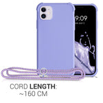 Kwmobile Case Compatible With Apple Iphone 11 Crossbody Case Soft Matte Tpu Phone Holder With Neck Strap Lavender