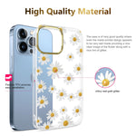 Jiaxiufen Clear Case Compatible With Iphone 13 Pro Max Case With Flowers For Girls Women Shockproof Glitter Plating Floral Design Hard Back Cover Phone Case 6 7 Inch 2021 Daisy White