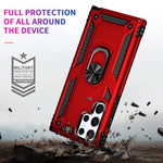 Jincalu For Galaxy S22 Ultra Case Rugged Military Grade Protection Heavy Duty Shockproof Cover Case With Ring Holder Kickstand For Samsung Galaxy S22 Ultra 5G 2022 Red
