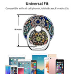 Tacomege Printed Geometry Flowers Cyan Yellow Phone Holder Ring Grips Finger Ring Stand For Cell Phone Tablet