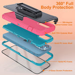 Designed For Iphone 13 Pro Max Case With 2 Tempered Glass Screen Protector Belt Clip Rugged Heavy Duty Military Grade Cover Drop Proof Shockproof Protection Phone Casepink Blue