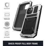 Daktronics Wawz For Iphone 13 Pro Max Case With Screen Protector Outdoor Sports Military Heavy Duty Shockproof Sturdy Full Cover Hybrid Aluminum Metal Hard Case With Kickstand Silver 8