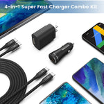 Super Fast Usb C Charger Kit 25W Pd Pps Easdmn Type C Charger Fast Charging Block Car Adapter For Samsung Galaxy S22 S21 S20 Plus Ultra Note 20 Z Fold 3 Ipad Pro Air With 2X Type C To C Cord3 3Ft