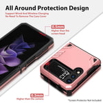 Galaxy Z Flip 3 Case Jelanry Samsung Z Flip 3 Case With Kickstand Shockproof Dual Layer Protective Rugged Bumper Bracket Holder Rubber Armor Phone Case For Samsung Galaxy Z Flip 3 5G 2021 Rose Gold