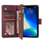 Lbyzcase Phone Case For Iphone 13 Pro Max Iphone 13 Pro Max 5G Wallet Case Luxury Folio Flip Leather Coverzipper Pocketwrist Strapkickstand For Apple Iphone 13 Pro Maxwine Red