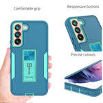 Coveron Rugged Designed For Samsung Galaxy S22 Plus Phone Case Heavy Duty Military Grade Cover Kickstand Turquoise