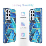 Jeylly Samsung Galaxy S21 Ultra Case Galaxy S21 Ultra Case Soft Silicone Shockproof Slim Thin Case Cover Marble Stylish Cute Design Skin Phone Case For Samsung S21 Ultra Ocean Blue