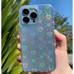 Compatible With Iphone 13 Pro Max Love Heart Laser Case Feibili Cut Clear Glitter Soft Silicone Pattern Slim Protective Shockproof Girls Women Case Cover For Iphone 13 Pro Max