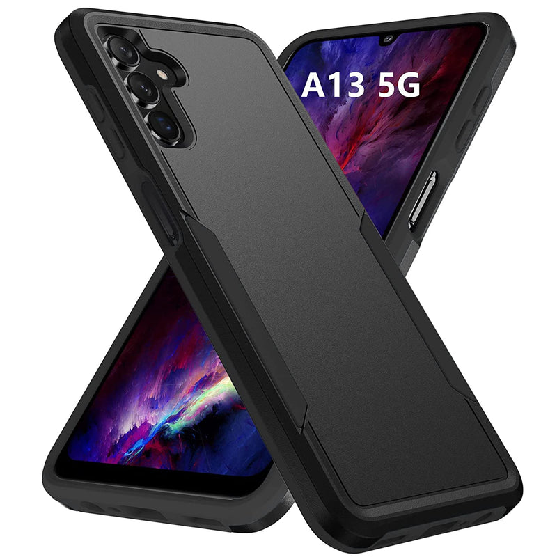 Pandaglass Compatible With Samsung A13 Case Black Drop Protection Heavy Duty Phone Case For A13 Soft Tpu And Hard Pc Shockproof Bumper Rugged Cases Protective Cover For Samsung Galaxy A13 5G Black