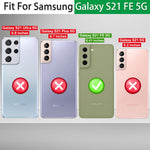 Compatible For Galaxy S21 Fe Case With 2Pcs Tempered Glass Screen Protector Jshru Military Grade Shockproof Phone Case With Built In Ring Kickstand For Samsung S21 Fe Green