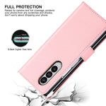 Kua Samsung Galaxy Z Fold 3 5G Case With S Pen Holder Pu Leather Flip Wallet Case With Card Holders Shockproof Phone Cover Compatible With Z Fold 3 5G 2021 Pink