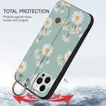 Crosspace Lanyard Case Compatible With Iphone 13 Pro Max Cute Case With Strap Finger Rings Convertible Stand Raised Camera Corners Unique Copyright Green Flowers Design Case For Women Girls