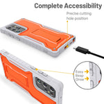 Fito For Samsung Galaxy S22 Ultra Case Dual Layer Shockproof Heavy Duty Case Built In Kickstand Orange
