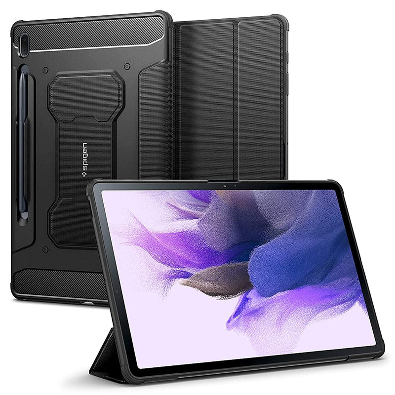 New Spigen Rugged Armor Pro Designed For Galaxy Tab S7 Fe 12 4 2021 Case With S Pen Holder 2021 Black