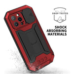 Hongxinyu Hxy For Iphone 13 Pro Max Case Aluminum Metal Silicone Built In Kickstand Shockproof Military Heavy Duty Sturdy Protector Cover Rugged Metal Hard Case For Iphone 13 Pro Max 6 7 Inchred