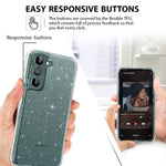 Lamcase For Samsung Galaxy S22 Plus S22 5G Case Crystal Clear Glitter Sparkly Bling Heavy Duty Shockproof Hybrid Three Layer Protective Cover For Samsung Galaxy S22 Plus Clear Silver Glitter