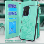 Lacass Compatible With Samsung Galaxy A03S Case 12 Card Slots Id Credit Cash Holder Zipper Pocket Detachable Magnet Leather Wallet Cover With Wrist Strap Lanyard Butterfly Mint Green