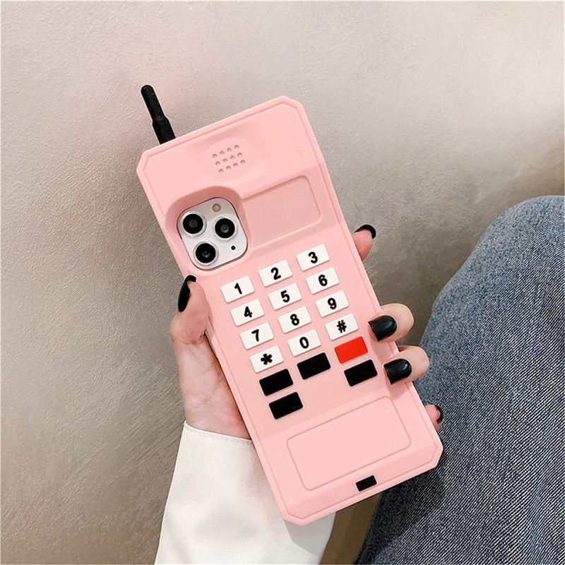 Joyleop Pink Retro 3D Classic Shaped Case For Iphone 11 Pro Max 6 5 Cute Cartoon Cover Kids Girls Soft Silicone Gel Rubber Character Cellular Phone Cases Funny Unique Protector For Iphone11 Pro Max