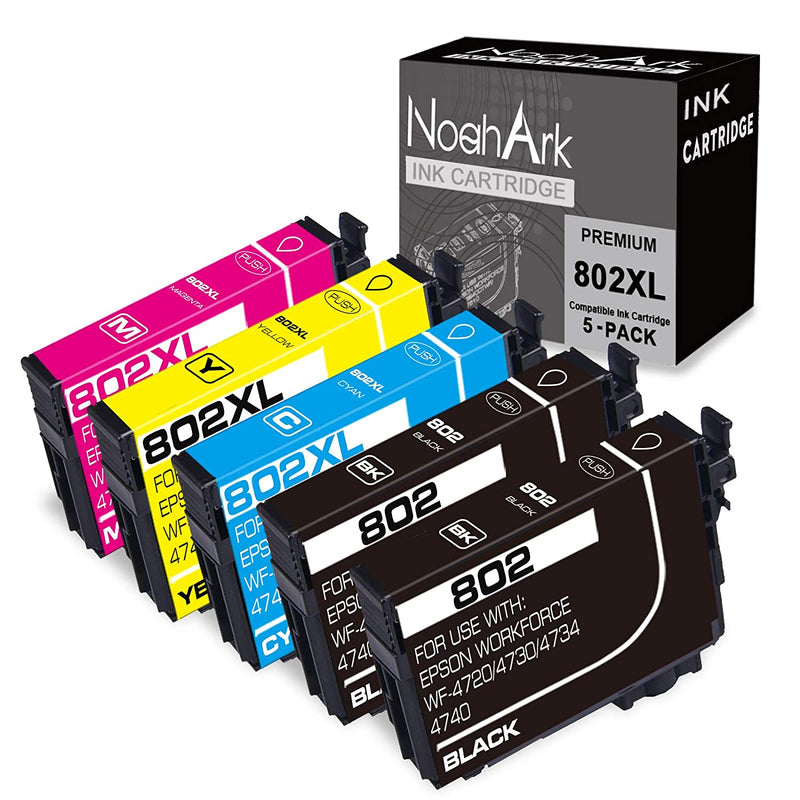 5 Packs 802Xl Ink Cartridge Replacement For Epson 802 802Xl T802 T802Xl Workforce Pro Wf 4720 Wf 4730 Wf 4740 Wf 4734 Ec 4020 Ec 4030 Ec 4040 Black Cyan Magent