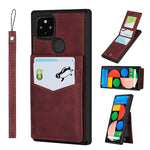 Jaorty For Pixel 4A 5G Wallet Case With Rfid Blocking Card Holder Soft Pu Leather Magnetic Buttons Portrait Stand With 6 Card Slots Flip Wrist Strap Case For Google Pixel 4A 5G 6 2 Inch Wine Red