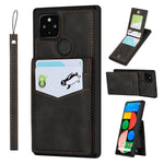 Jaorty For Pixel 5 Wallet Case With Rfid Blocking Card Holder Soft Pu Leather Magnetic Buttons Portrait Stand With 5 Card Slots Flip Wrist Strap Shockproof Case For Google Pixel 5 6 0 Black