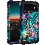 Hocase For Google Pixel 6 Case Shockproof Heavy Duty Protection Hard Plastic Silicone Rubber Bumper Hybrid Protective Case For Google Pixel 6 6 4 Display 2021 Mandala In Galaxy