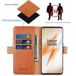 Kezihome Oneplus 8 Pro Case Genuine Leather Oneplus 8 Pro 5G Wallet Case Rfid Blocking Credit Card Slot Flip Folio Magnetic Stand Case Compatible With Oneplus 8 Pro 2020 Khaki Brown