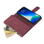 Lbyzcase Phone Case For Iphone 13 Pro Max Iphone 13 Pro Max 5G Wallet Case Luxury Folio Flip Leather Coverzipper Pocketwrist Strapkickstand For Apple Iphone 13 Pro Maxwine Red