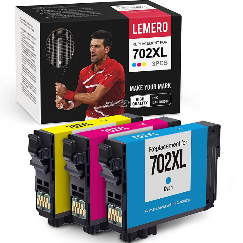 Ink Cartridge Replacement For Epson 702 702Xl T702 702 Xl To Use With Workforce Pro Wf 3720 Wf3720 Wf 3730 Wf3733 Wf 3733 1 Cyan 1 Magenta 1 Yellow 3 Pack