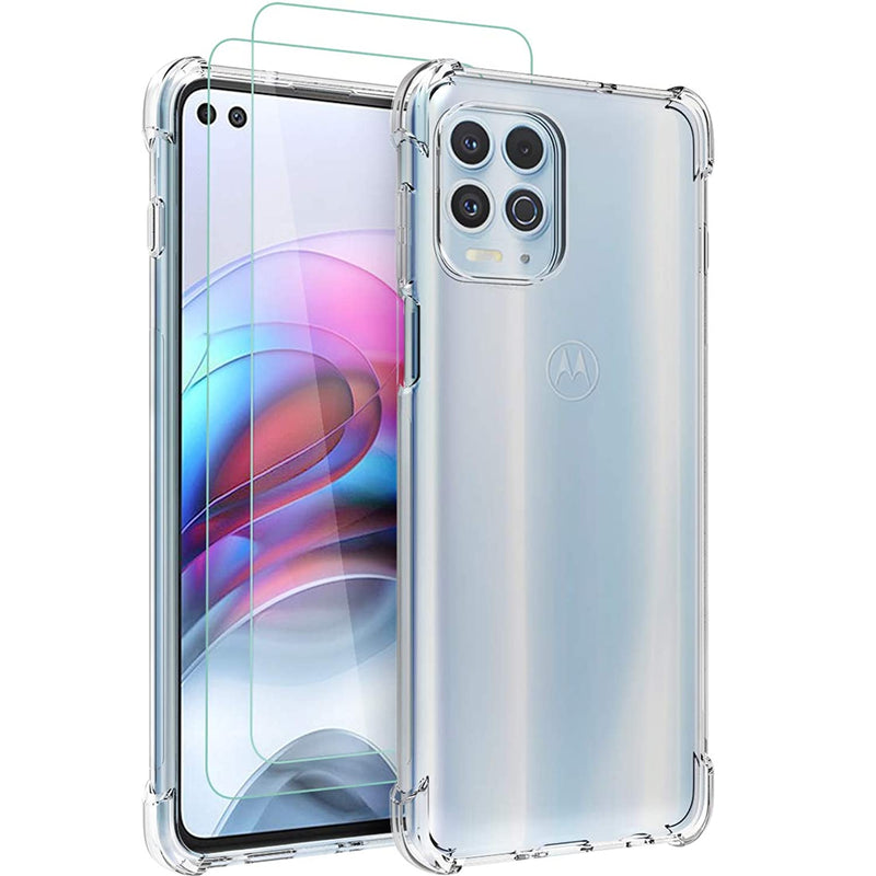 For Moto G100 Case Moto Edge S Case With 2Pcs Screen Protector Clear Transparent Reinforced Corners Tpu Shock Absorption Flexible Cell Phone Cover For Motorola G100Clear